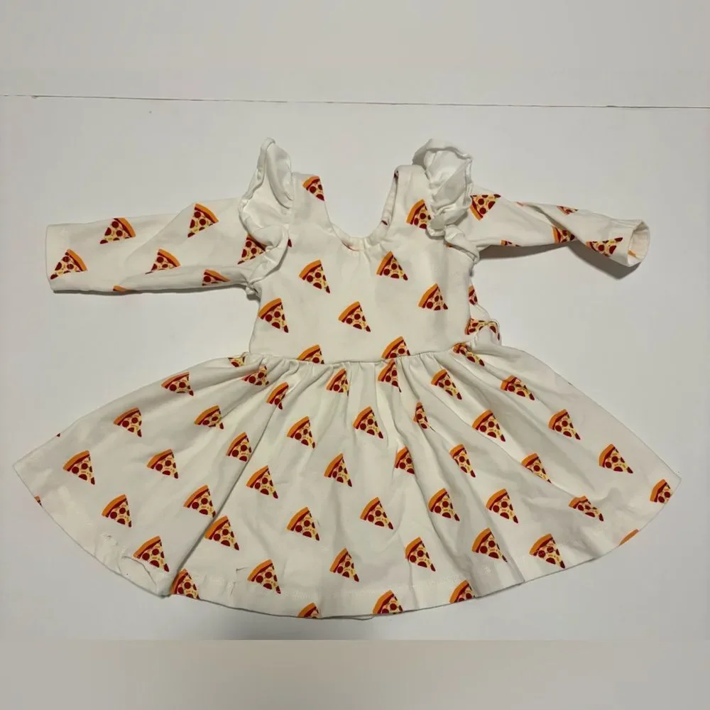 Monica + Andy Pizza Print Ruffle Swing Dress 6-12Months